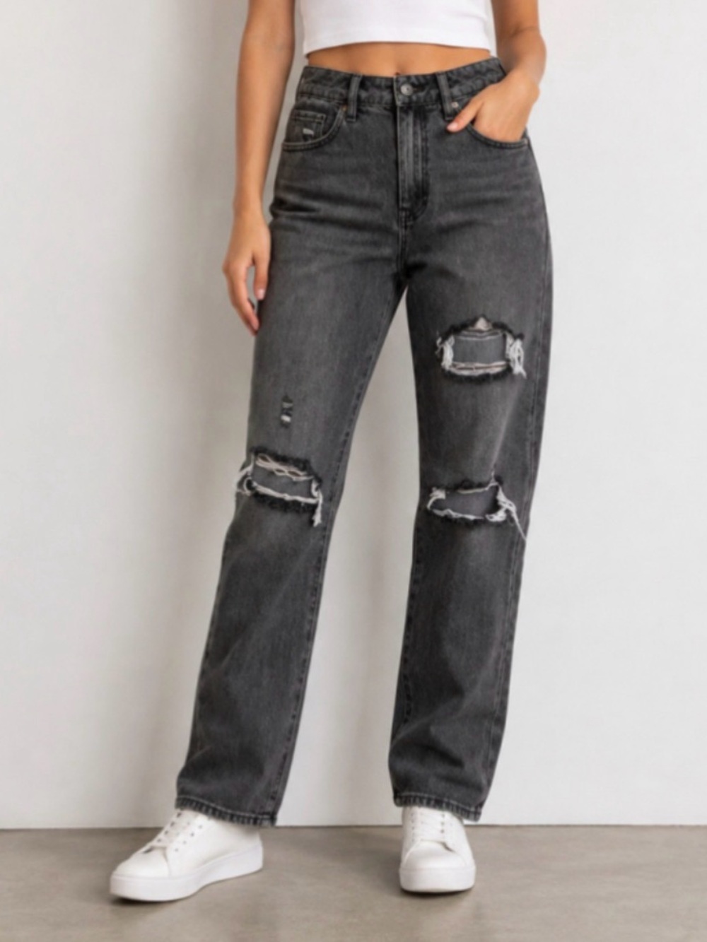Pacsun Jeans Women’s 26 Manufactured With Distressed Rips Black Wash